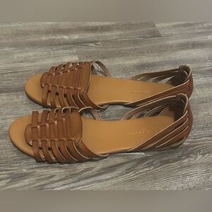 NEW Rock & Candy Carleen Women’s 10M Faux Leather Woven Flats Sandals Brown NWOB